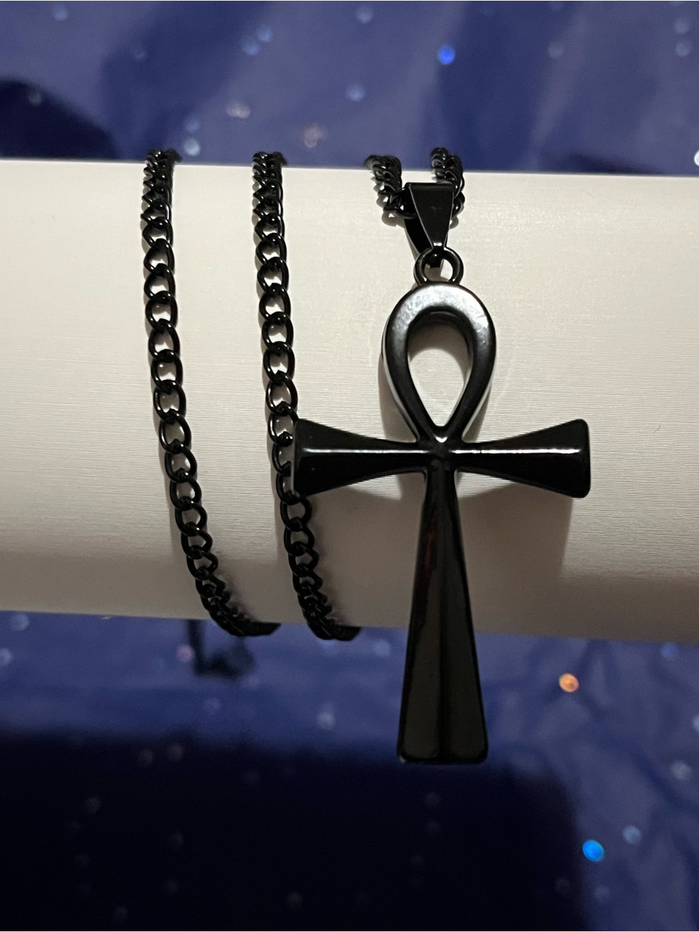 Black Ankh Pendant Necklace unisex